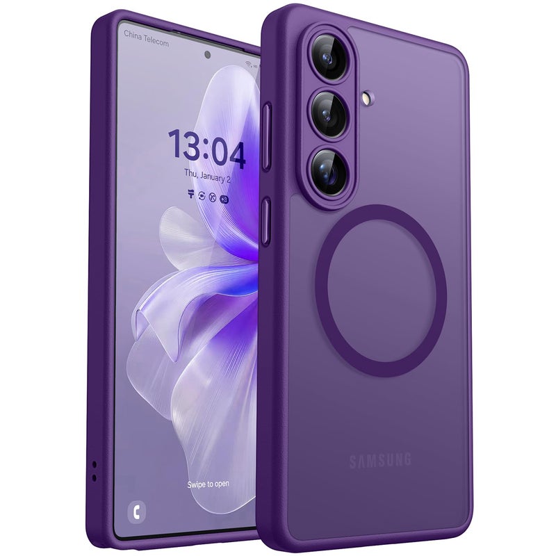 كانشن CANSHN Magnetic for Samsung Galaxy S26 Case(6.3 Inch), Upgraded [Full Camera Protection] [Compatible with Magsafe] [Translucent Matte] Shockproof Protective Phone Cover, Deep Purple - Image 1