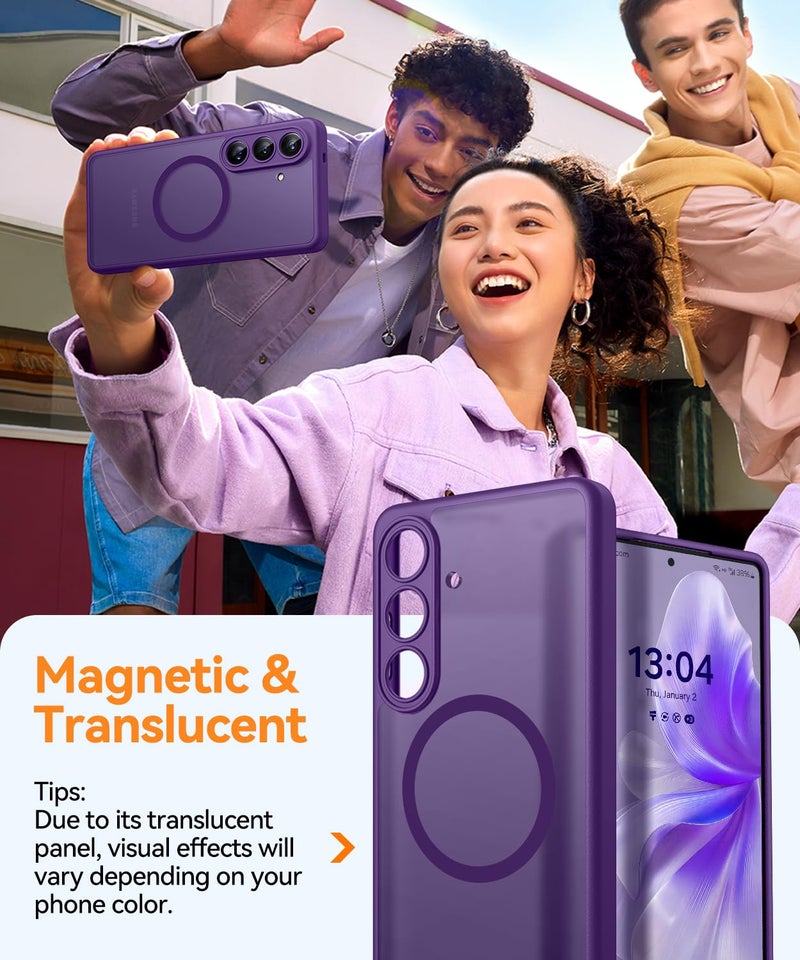 كانشن CANSHN Magnetic for Samsung Galaxy S26 Case(6.3 Inch), Upgraded [Full Camera Protection] [Compatible with Magsafe] [Translucent Matte] Shockproof Protective Phone Cover, Deep Purple - Image 4