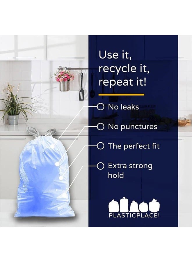 Plasticplace Custom Fit Trash Bags Simplehuman (x) Code H Compatible, Tinted Blue Drawstring Garbage, Liners 8-9 Gallon, 30-35 Liter, 18.5" x 28", 100 Count - Image 5