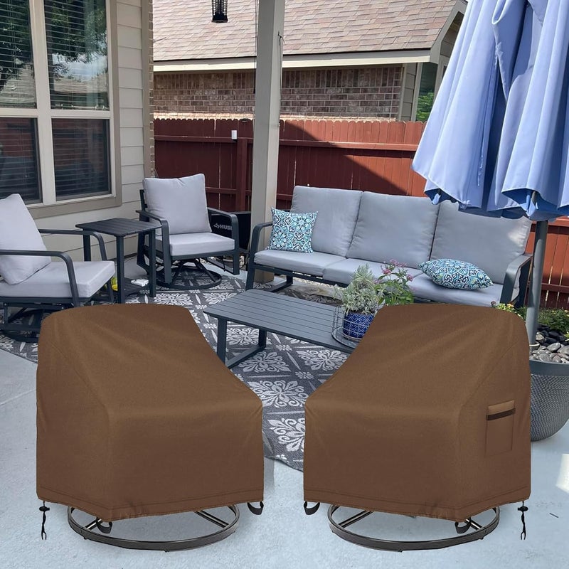 Oslimea Outdoor Swivel Lounge Chair Cover 4 Pack,100% Waterproof Heavy Duty Outdoor Chair Covers Patio Furniture Cover for Swivel Patio Chair, 33" W x 35" D x 38.5" H, Khaki - Image 5