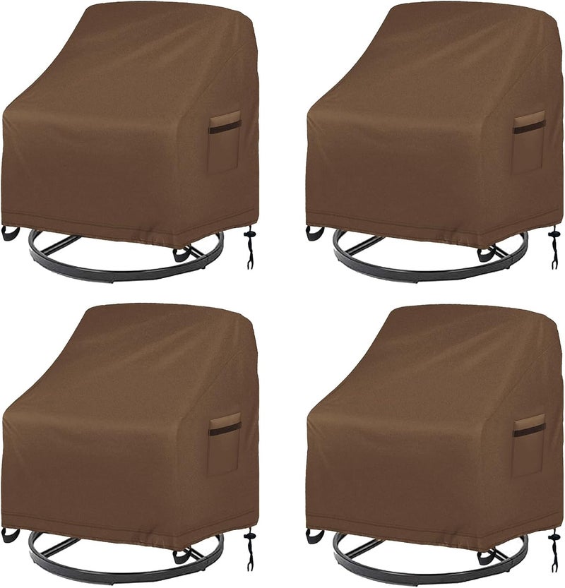 Oslimea Outdoor Swivel Lounge Chair Cover 4 Pack,100% Waterproof Heavy Duty Outdoor Chair Covers Patio Furniture Cover for Swivel Patio Chair, 33" W x 35" D x 38.5" H, Khaki - Image 1