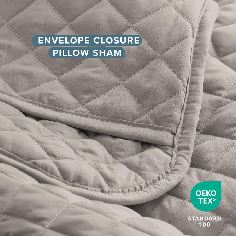 Bare Home Coverlet Set - Twin/Twin Extra Long - Lightweight Bed Decor - Comforter Alternative - All-Season Quilted Bedspread (Twin/Twin XL, Light Grey) - Image 5