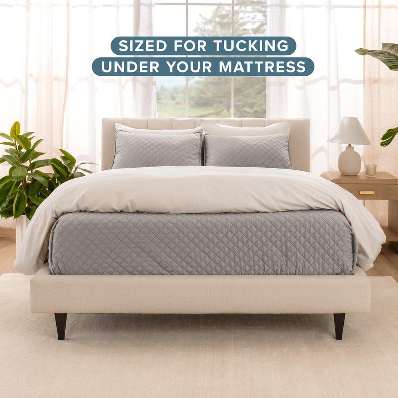 Bare Home Coverlet Set - Twin/Twin Extra Long - Lightweight Bed Decor - Comforter Alternative - All-Season Quilted Bedspread (Twin/Twin XL, Light Grey) - Image 4