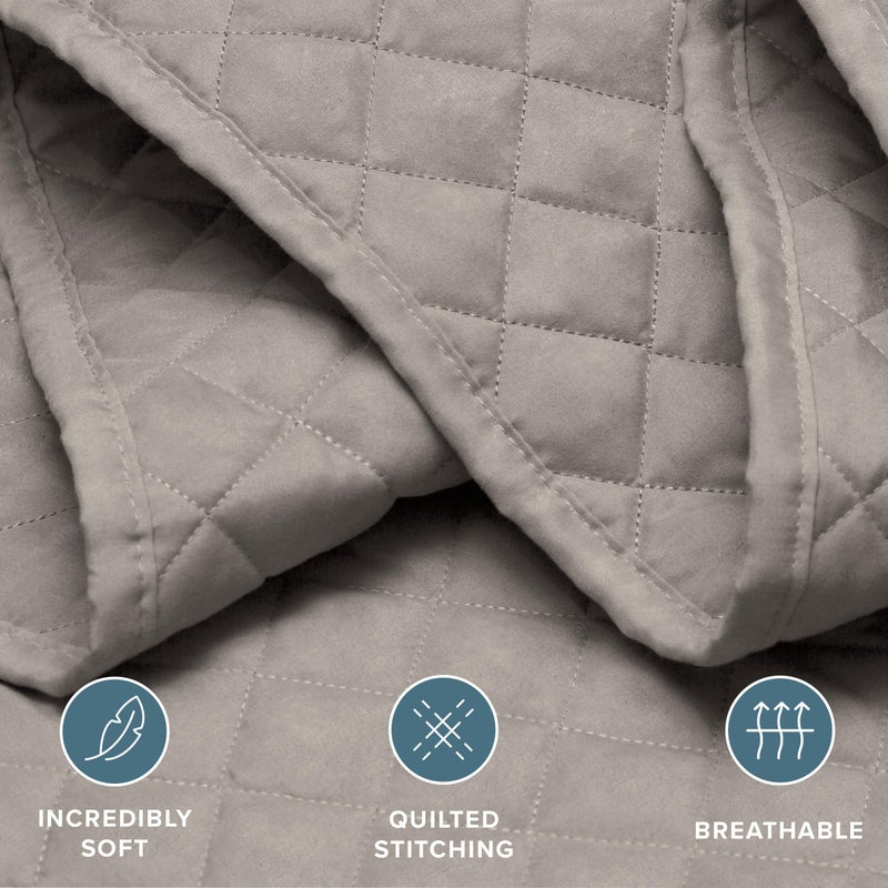 Bare Home Coverlet Set - Twin/Twin Extra Long - Lightweight Bed Decor - Comforter Alternative - All-Season Quilted Bedspread (Twin/Twin XL, Light Grey) - Image 2