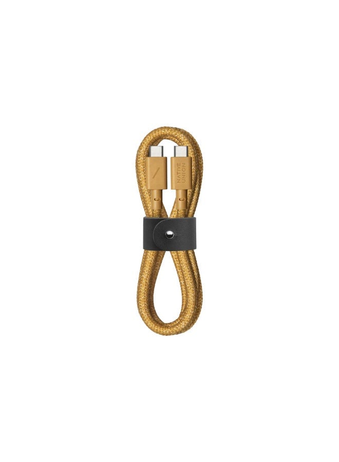 ناتيف يونيون كابل USB-C إلى USB-C بطول 1.2 متر - كابل شحن سريع PD، مصنوع من مادة PET المعاد تدويرها، نايلون مضفر مع حزام جلدي، لهاتف Apple iPhone 15، Galaxy S23، iPad، MacBook، Note، Pixel، AirPods Pro - Image 1