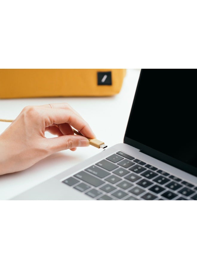 ناتيف يونيون كابل USB-C إلى USB-C بطول 1.2 متر - كابل شحن سريع PD، مصنوع من مادة PET المعاد تدويرها، نايلون مضفر مع حزام جلدي، لهاتف Apple iPhone 15، Galaxy S23، iPad، MacBook، Note، Pixel، AirPods Pro - Image 2