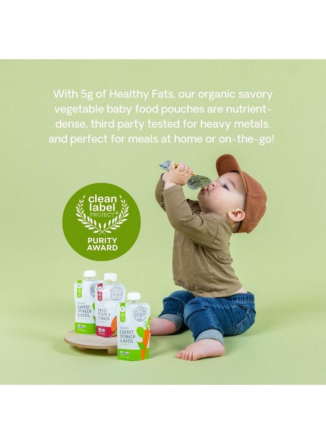 Serenity Kids 6+ Months Certified Organic Baby Food Pouches Veggie Puree - No Sugary Fruits/Added Sugar - 3.5 Oz BPA & Allergen Free Pouch - Garden Veggie Variety Pack - 6 Count Veggie Puree Pouches - Image 2