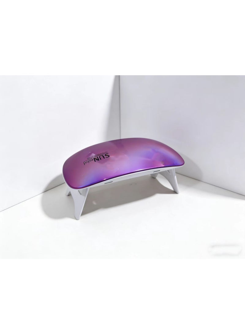 مصباح مسمار قابل للطي للأشعة فوق البنفسجية مع 6 حبات ، مجفف أظافر جل جل محمول صغير 6W UV LED ومصباح علاج - أداة فن الأظافر الاحترافية لجميع طلاء الجل - Image 1