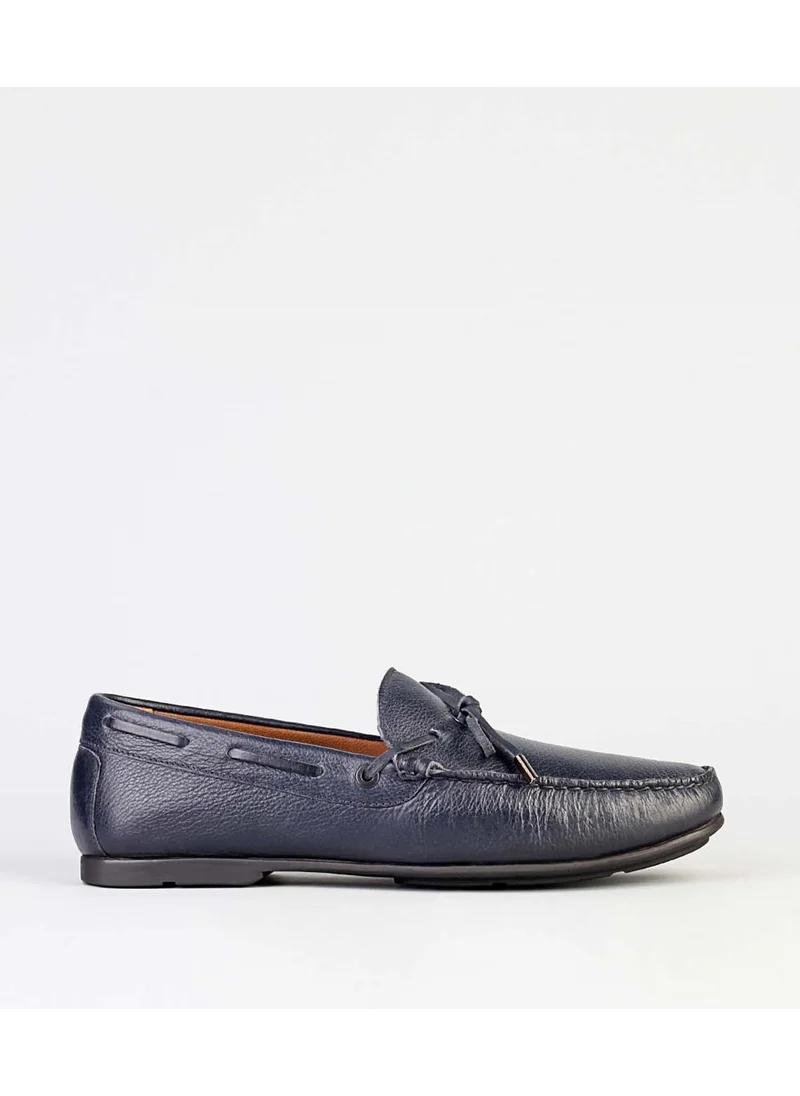 Cabani Genuine Leather Navy Blue Men's Casual Loafer Shoes