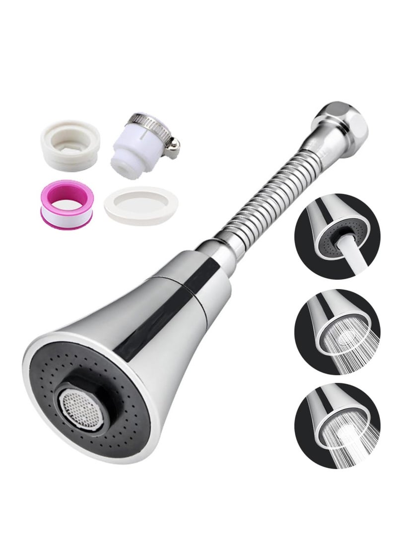 ECVV 360-degree Rotating Faucet Aerator, 3 Modes Extended Kitchen Faucet Sprayer, Aerator, Splash Filter, Movable Water Saving Tap Faucet Extender Kitchen/Bathroom - Image 1