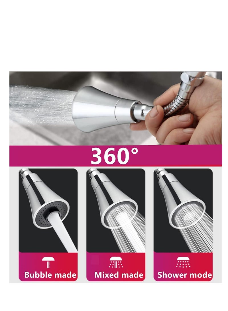 ECVV 360-degree Rotating Faucet Aerator, 3 Modes Extended Kitchen Faucet Sprayer, Aerator, Splash Filter, Movable Water Saving Tap Faucet Extender Kitchen/Bathroom - Image 3