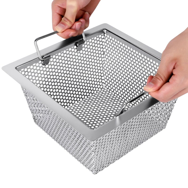 LOVEERCT Commercial Floor Drain Strainer Super Large Drainage Area 10 x 10 x 434 Sink Drain Cover 10Mm Double Handle Basket 304 Stainless Steel Floor Drain Filter Perfect for Restaurant Bar Buffet - Image 2