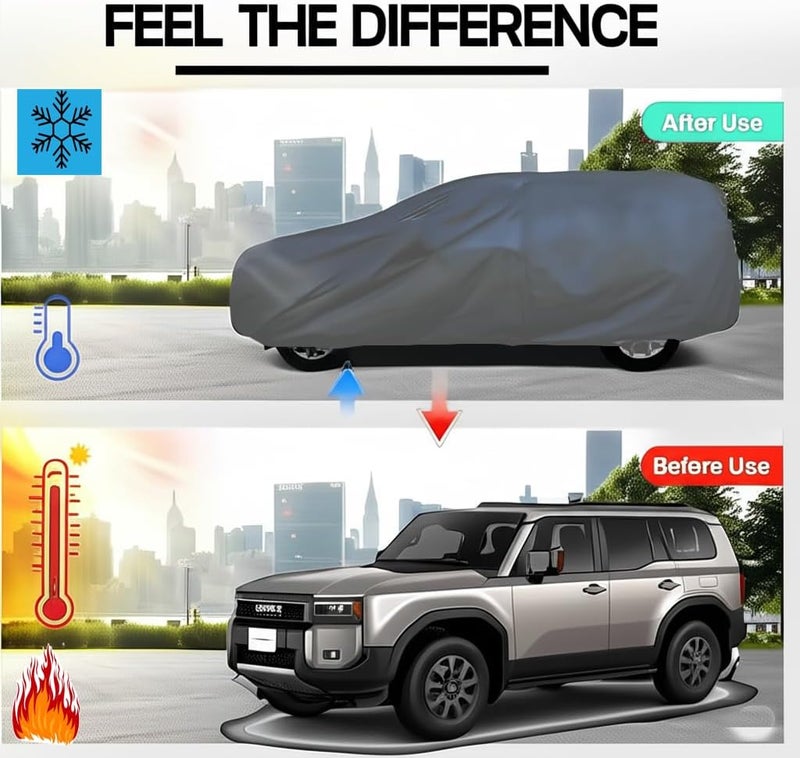 تورنتو غطاء سيارة Toronto لسيارات Maruti Suzuki Baleno 2021 – مقاوم للماء، خياطة ثلاثية، مطاطي بالكامل، حماية كاملة للسطح، مقاوم للرياح، للاستخدام الداخلي والخارجي (أزرق غامق) - Image 2