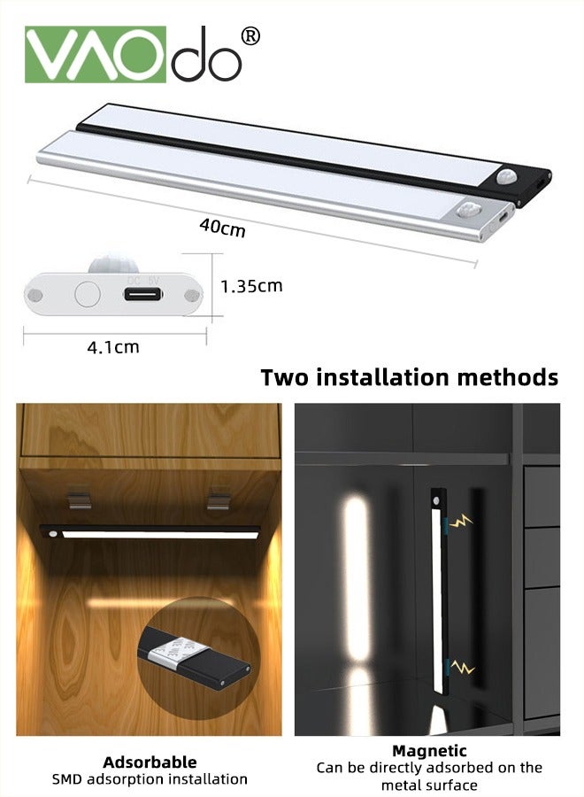 فاو دو إضاءة خزانة مزودة بمستشعر حركة LED، إضاءة خزانة مغناطيسية فائقة النحافة، إضاءة لاسلكية تعمل بالبطارية، إضاءة مطبخ قابلة لإعادة الشحن - Image 4