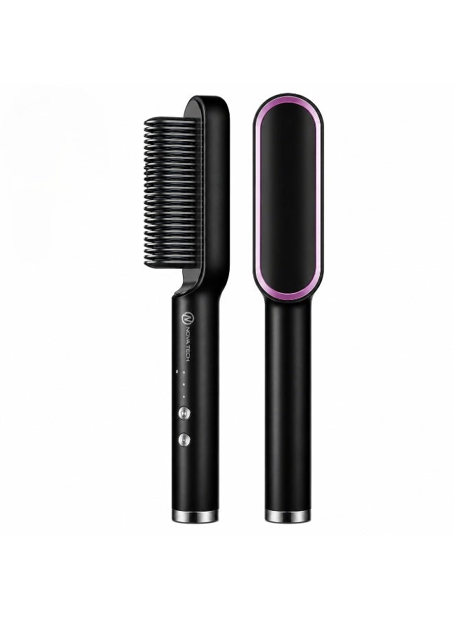 NOVA TECH Electric Hair Straightener Brush Fast Heating Anti-Scald Hair Straightening Comb for Styling - Image 1