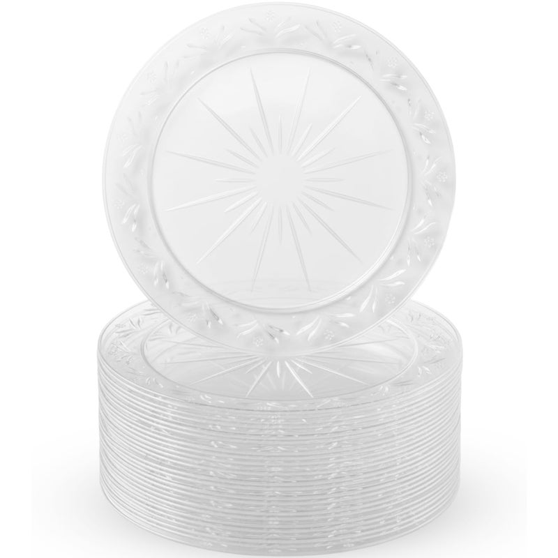 Blue Sky Simcha Disposable Clear Plastic 10" Plates (20 Count) | Premium, Sturdy Dinnerware for Parties, Events, and Holidays - Image 1