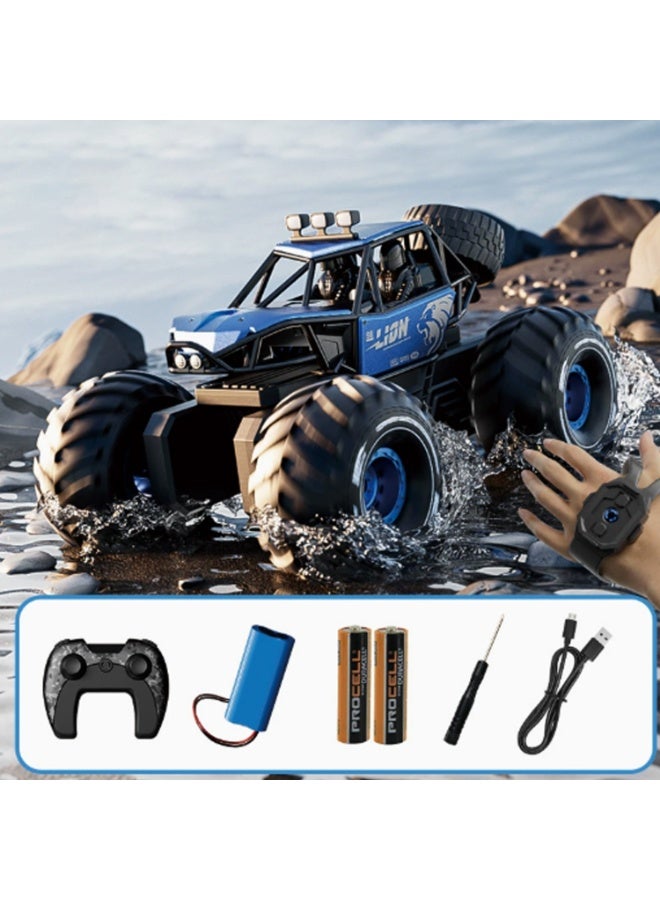 High-Speed Amphibious All-Terrain RC Monster Truck Toy, 15Km/h, Blue - Image 1