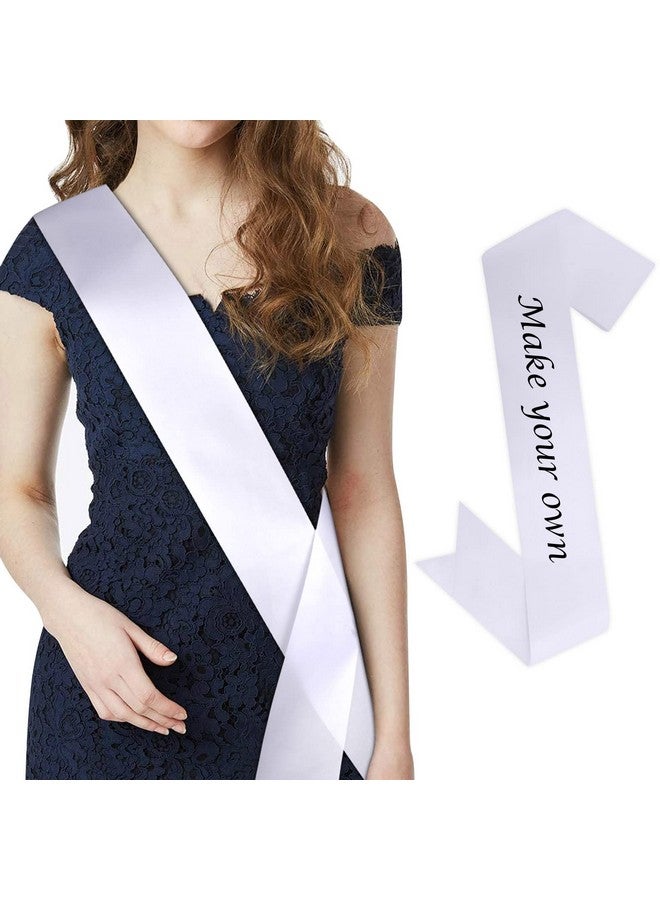 CIEHER 6 Pack White Satin Sashes - Blank Custom Sash for Bride, Prom Court, Mommy to Be, Birthday, Bride to Be, Bachelorette, 2024 Graduation - Adjustable Sash with Metal Pin - One Size - 6 Pieces - Image 1