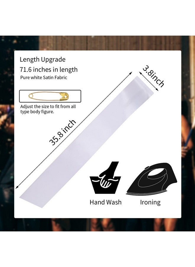 CIEHER 6 Pack White Satin Sashes - Blank Custom Sash for Bride, Prom Court, Mommy to Be, Birthday, Bride to Be, Bachelorette, 2024 Graduation - Adjustable Sash with Metal Pin - One Size - 6 Pieces - Image 2