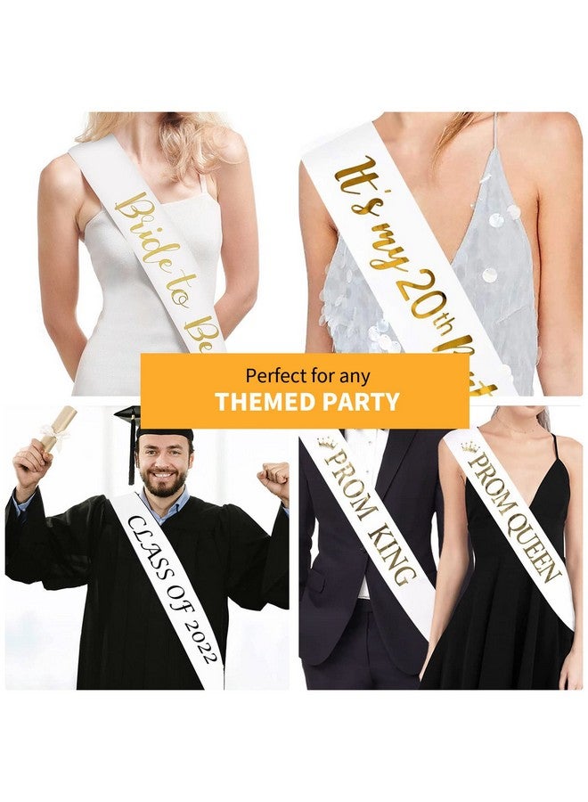 CIEHER 6 Pack White Satin Sashes - Blank Custom Sash for Bride, Prom Court, Mommy to Be, Birthday, Bride to Be, Bachelorette, 2024 Graduation - Adjustable Sash with Metal Pin - One Size - 6 Pieces - Image 5