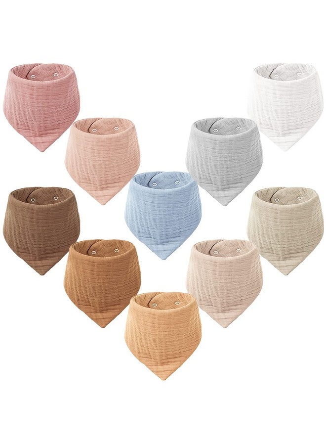 Konssy Muslin Baby Bibs 10 Pack Baby Bandana Drool Bibs 100% Cotton For Unisex Boys Girls10 Solid Colors Set For Teething Drooling  - Image 1
