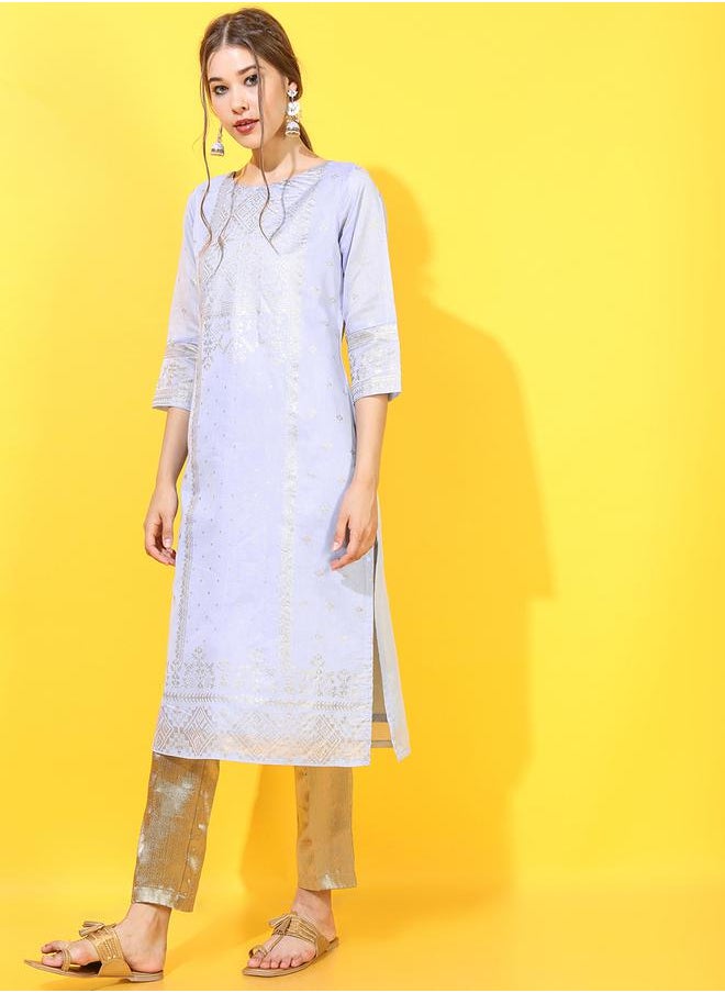Vishudh Women Blue Ethnic Motifs Printed Kurta by Styli  - Image 2