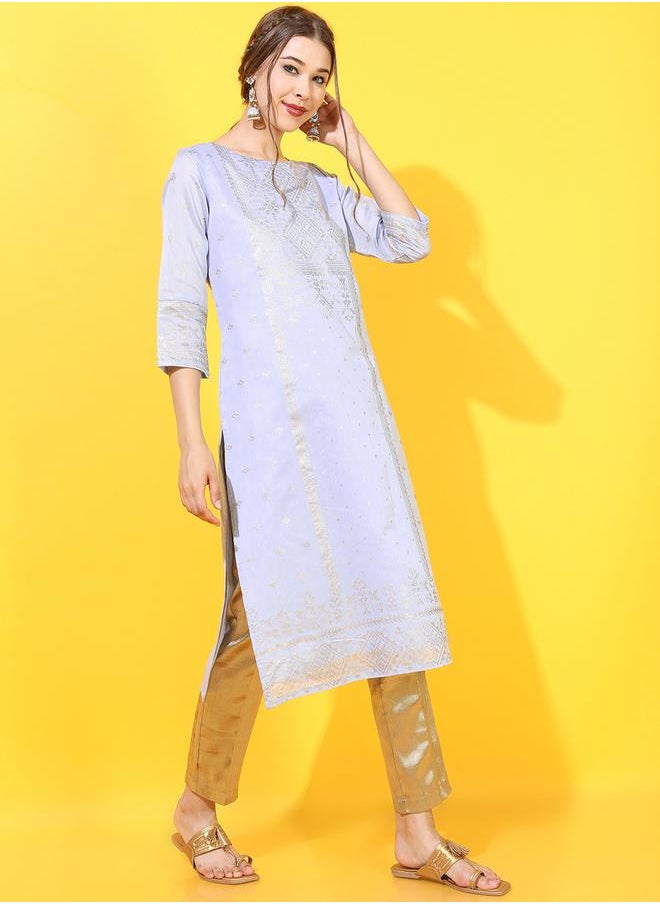Vishudh Women Blue Ethnic Motifs Printed Kurta by Styli  - Image 5