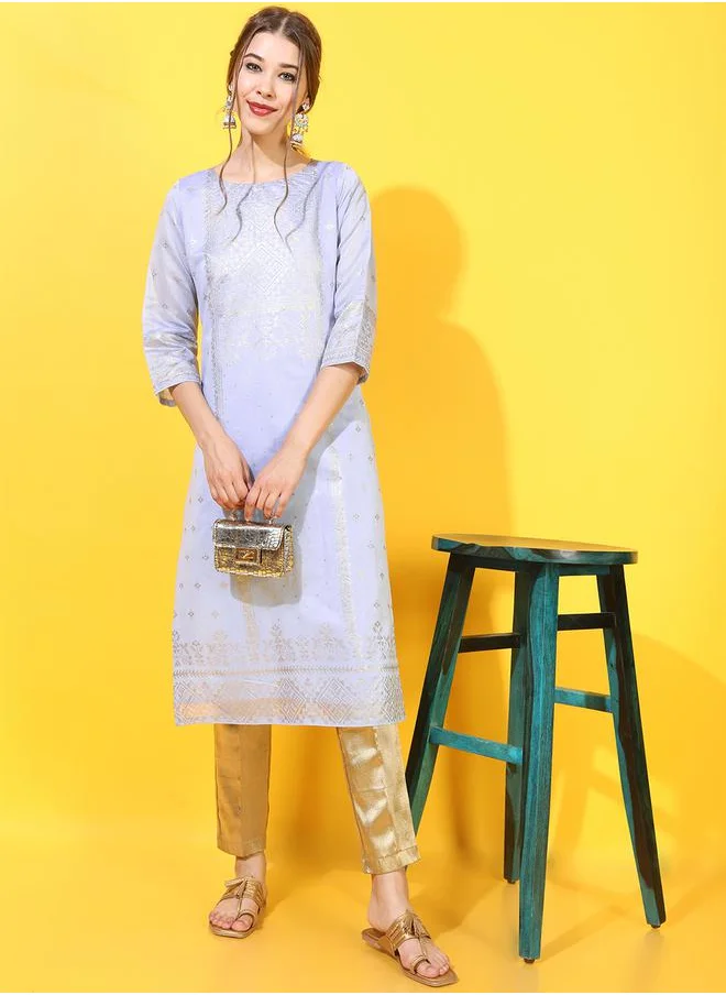 Vishudh Women Blue Ethnic Motifs Printed Kurta by Styli