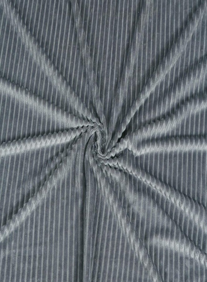 RD TREND 210 TC 190 GSM Flannel Warm bedsheets for Winter Double Flat Size (90 x 100 Inches) with 2 Pillow Cover Size (18x28 Inches) Colour Light Grey, Striped - Image 2