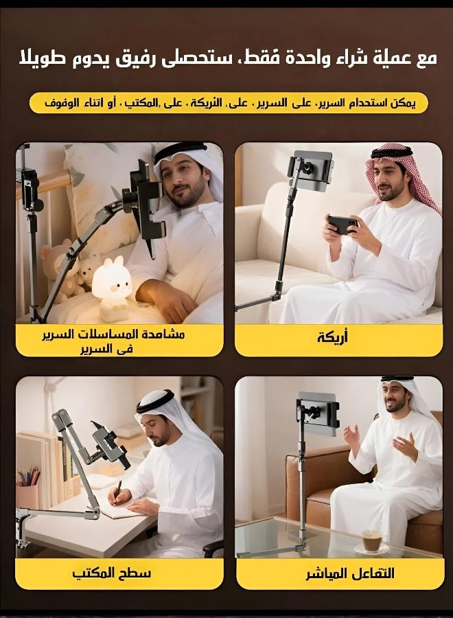 حامل هاتف وتابلت من الألومنيوم قابل للتعديل، دوار 360 درجة، حامل عالمي للسرير والمكتب والأريكة، حامل كسول للبث المباشر والمشاهدة - Image 5
