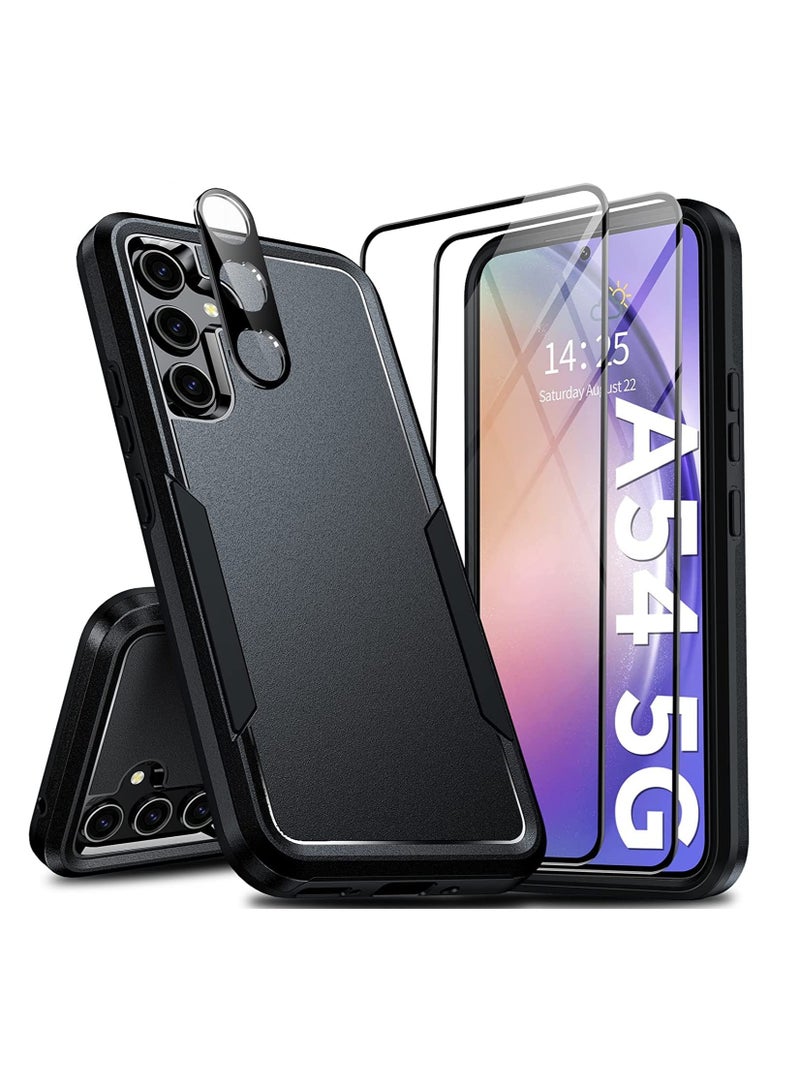 Anmi [1+2+1]Case for Samsung Galaxy A14 5G, with Tempered Glass Screen Protectors (2PCS)&HD Lens Protector (1PCS) (Black) - Image 1