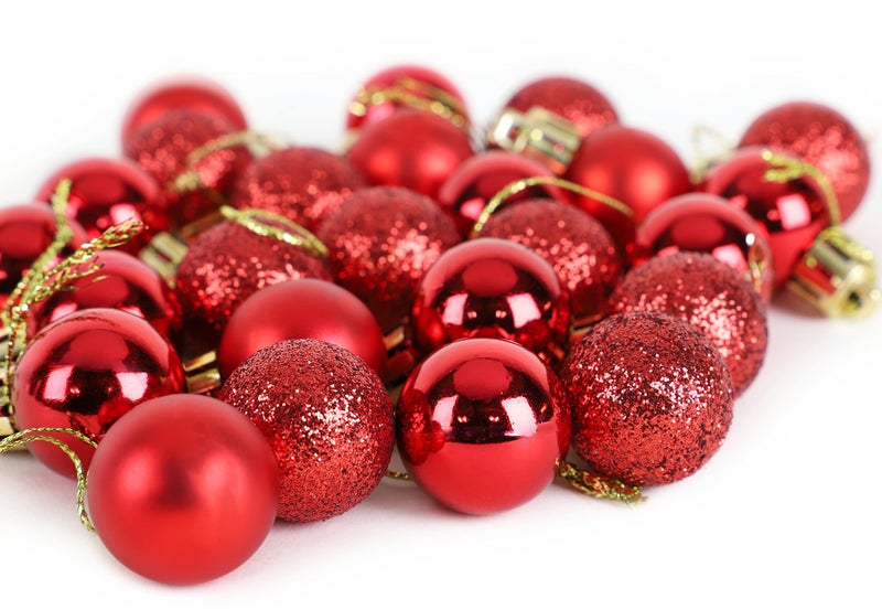 Christmas Concepts حزمة مفاهيم عيد الميلاد من 25-25 ملم مجاني شجرة عيد الميلاد - زخارف لامعة لامعة ومزخرفة بريق (أحمر) - Image 3