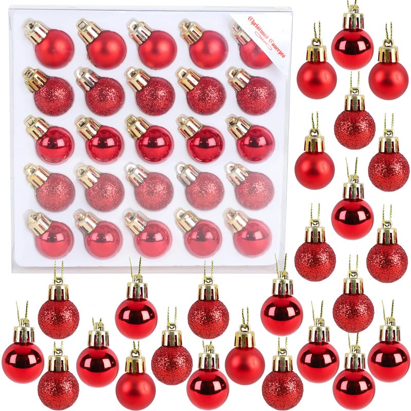 Christmas Concepts حزمة مفاهيم عيد الميلاد من 25-25 ملم مجاني شجرة عيد الميلاد - زخارف لامعة لامعة ومزخرفة بريق (أحمر) - Image 1