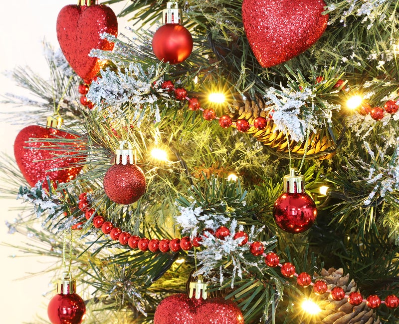 Christmas Concepts حزمة مفاهيم عيد الميلاد من 25-25 ملم مجاني شجرة عيد الميلاد - زخارف لامعة لامعة ومزخرفة بريق (أحمر) - Image 2