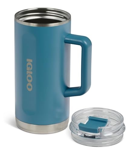 Igloo, 36 oz Tumbler with Handle, Reusable Travel Mug, Stainless Steel Insulated Hydration Cup for Hot & Cold Beverages, Modern Blue - Image 2
