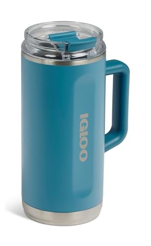 Igloo, 36 oz Tumbler with Handle, Reusable Travel Mug, Stainless Steel Insulated Hydration Cup for Hot & Cold Beverages, Modern Blue - Image 1