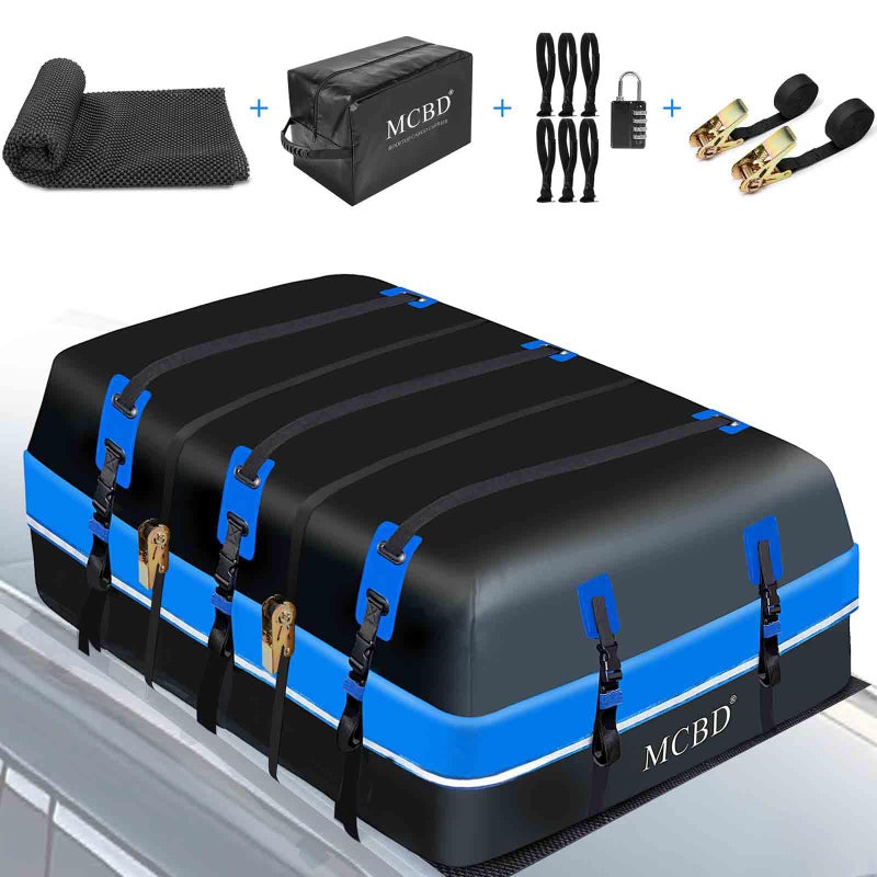 40 Cubic Feet Rooftop Cargo Carrier Bag Waterproof SoftShell Car Roof Bag for All Vehicles SUV withWithout Rack Car Top Luggage Storage Bag Blue