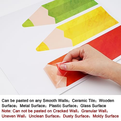 Whaline 8 Sheets Colorful Pencils Wall Decals Waterproof Watercolor Pencils Wall Stickers Educational Peel and Stick Removable Wall Corner Stickers for Playroom Classroom Living Room Blackboard Decor - Image 3