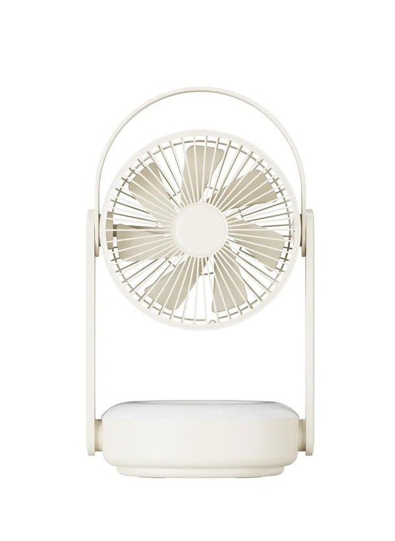 Geneaire - Portable Hand  Fan With LED Light  Air Cooling  Table Fan 10000mAh Rechargeable Battery Beige - Image 1