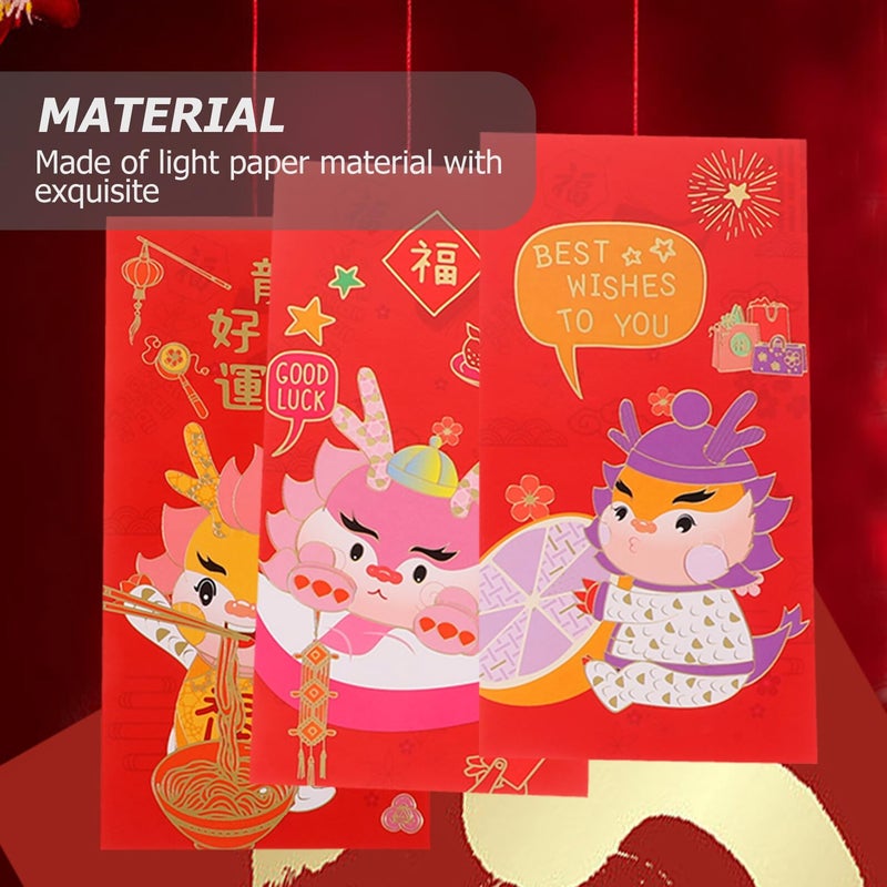 6pcs Red Dragon Design Foil Stamping Chinese New Year Lucky Money Envelopes - Image 4