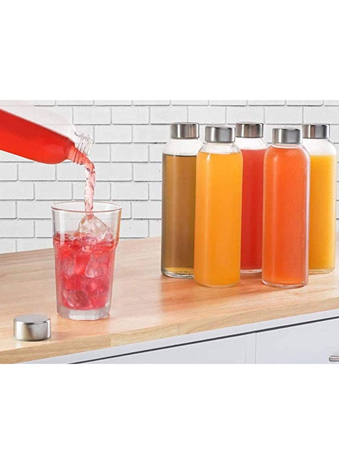 Star Cook - Star Cook Glass Water Bottles: 6 Pack 500 ml Stainless Steel Leak Proof Lid Premium Soda Lime Best As Reusable Drinking Bottle Sauce Jar Juice Beverage - Image 1