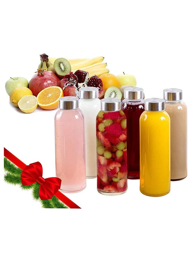 Star Cook - Star Cook Glass Water Bottles: 6 Pack 500 ml Stainless Steel Leak Proof Lid Premium Soda Lime Best As Reusable Drinking Bottle Sauce Jar Juice Beverage - Image 1