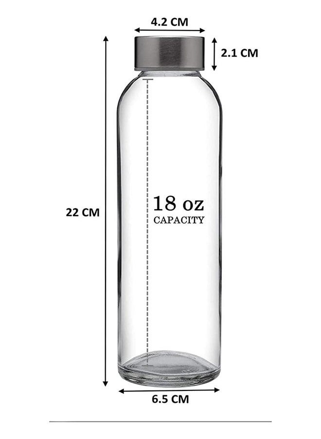 Star Cook - Star Cook Glass Water Bottles: 6 Pack 500 ml Stainless Steel Leak Proof Lid Premium Soda Lime Best As Reusable Drinking Bottle Sauce Jar Juice Beverage - Image 1