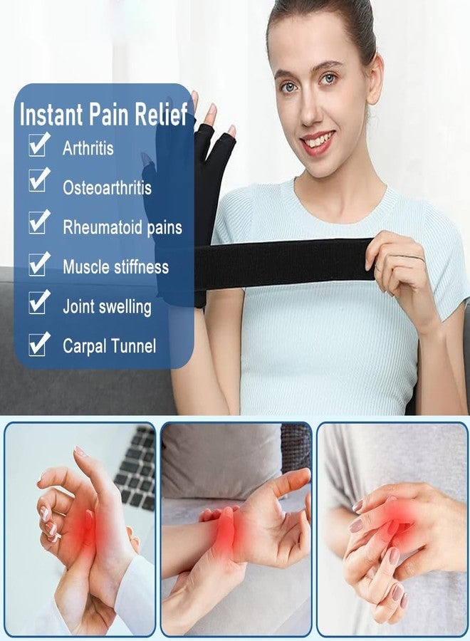 Jitaharay Finger Arthritis Compression Ice Glove for Pain Relief, Adjustable Wrist Strap Hand Wrist Ice Pack for Hot & Cold Therapy, Reusable Gel Cold Pack for Tendinitis, Carpal Tunnel, Black, Small - Image 2