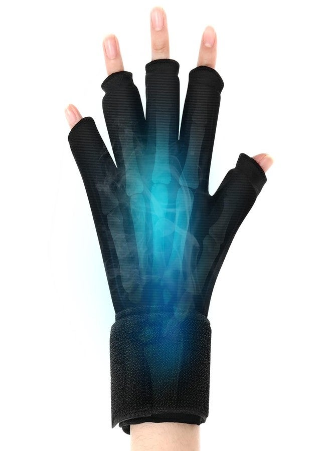 Jitaharay Finger Arthritis Compression Ice Glove for Pain Relief, Adjustable Wrist Strap Hand Wrist Ice Pack for Hot & Cold Therapy, Reusable Gel Cold Pack for Tendinitis, Carpal Tunnel, Black, Small - Image 1