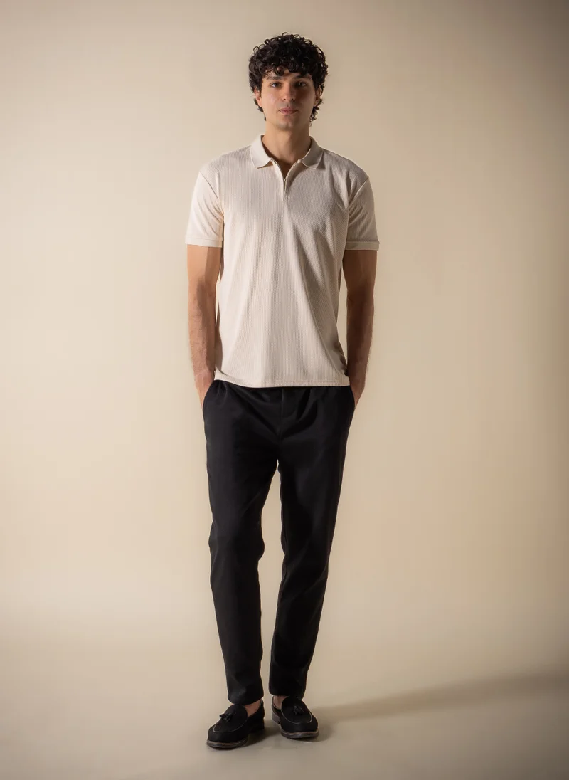 شايبس SLIM TEXTURED POLO SHIRT WITH ZIP