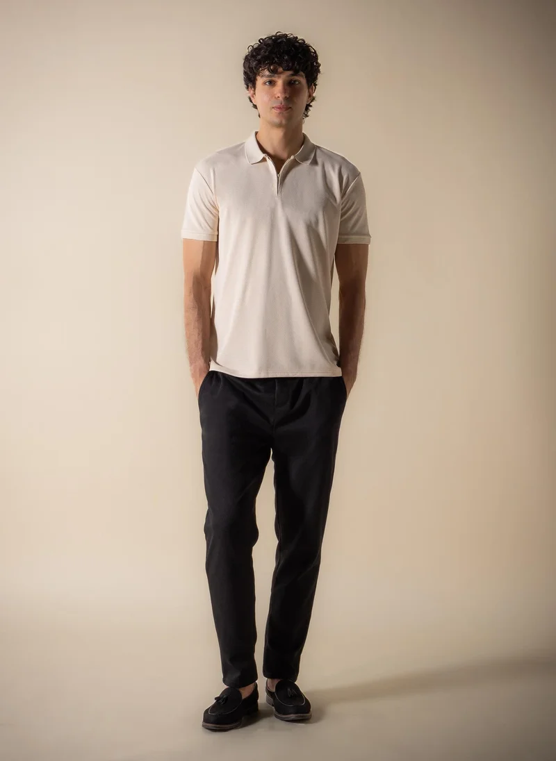 شايبس SLIM TEXTURED POLO SHIRT WITH ZIP