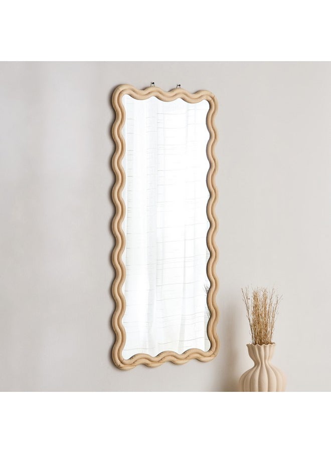 Home Box Posco Pine Wood Wavy Mirror 120 x 54 cm  - Image 1