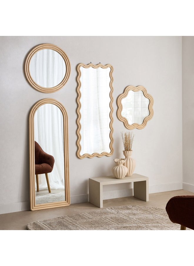 Home Box Posco Pine Wood Wavy Mirror 120 x 54 cm  - Image 4