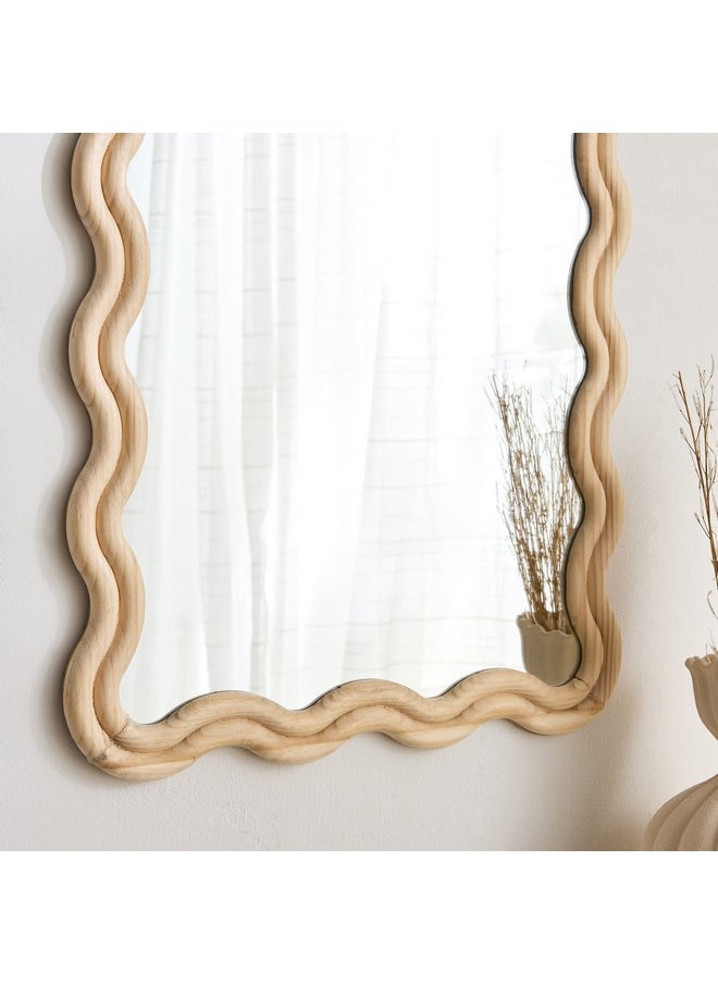 Home Box Posco Pine Wood Wavy Mirror 120 x 54 cm  - Image 3